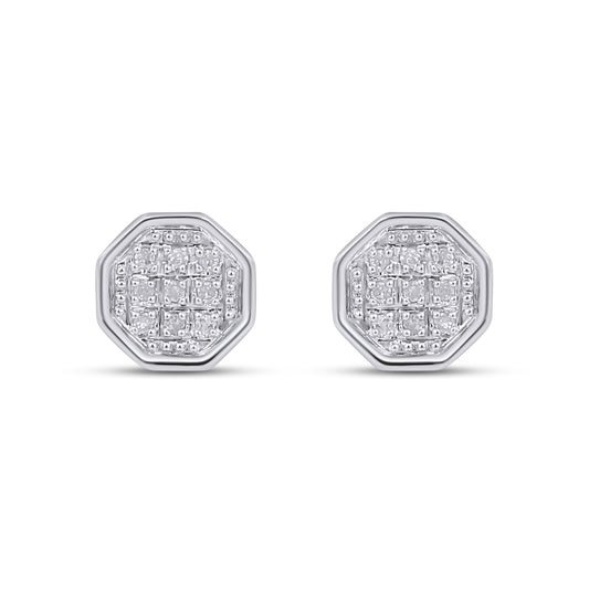 CLOSEOUT 10KT 0.05CT D- EARRINGS"HEXAGON"