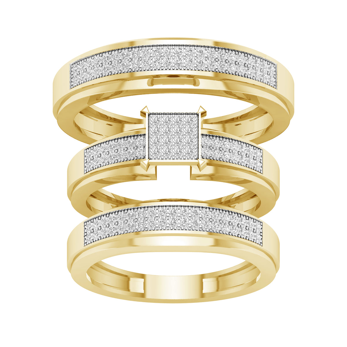10K  0.33CT  Diamond Trio Set