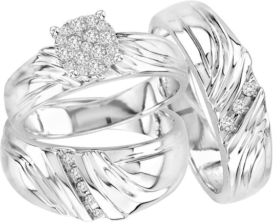 14K  0.36CT Diamond  TRIO SET