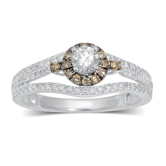 10K 0.72CT D-RING LDS RDS BRO/WHT CNTR 0.26CT
