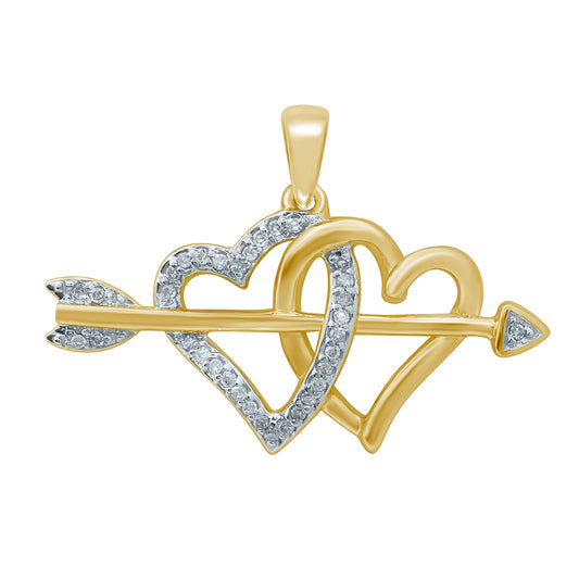 10KT 0.09-0.11 CT D-LADIES PENDANT "TWO HEARTS"