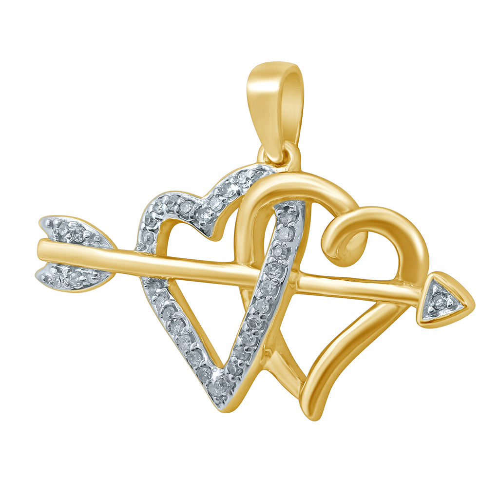 10KT 0.09-0.11 CT D-LADIES PENDANT "TWO HEARTS"