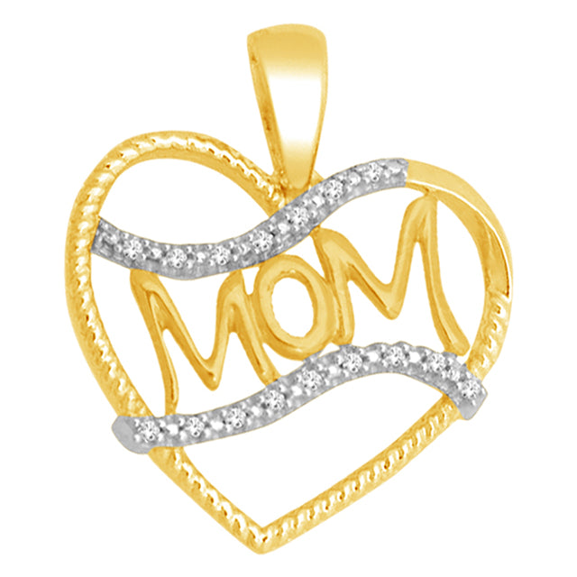 10K 0.04CT D-HEART CHARMS MOM""