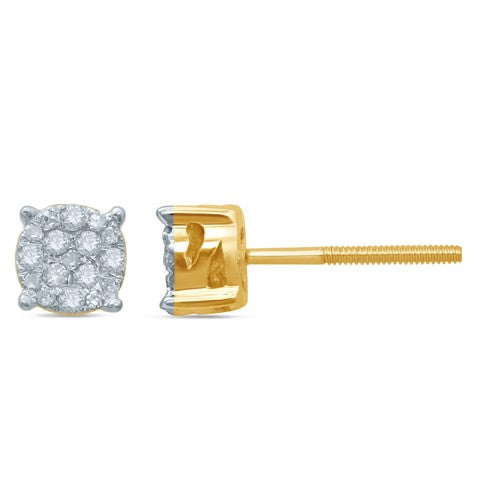 10KT 0.14-0.17CT D-SUPER FLOWER EARRINGS